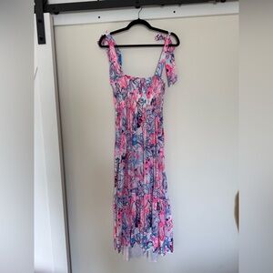 Lily Pulitzer Rivera Midi Dress Prosecco Pink Make A Splash